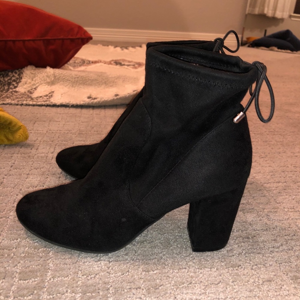christian siriano black heeled booties